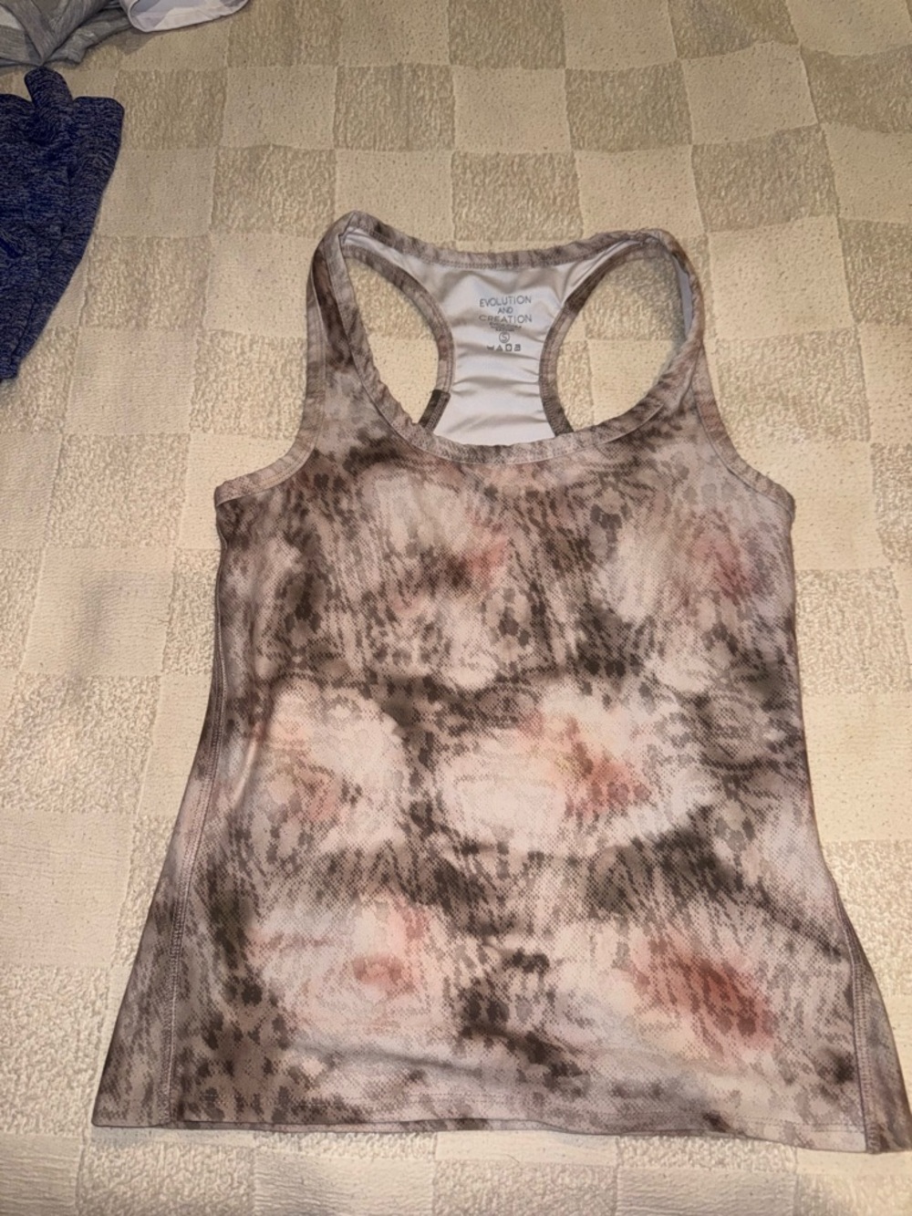 Evolution and Creation Women's Tie-Dye Racerback Tank Top in Taupe and Blush